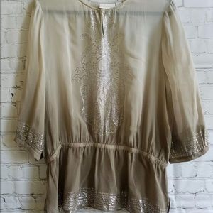 Chico’s Silk Metallic Ombré Top Tunic Sz 2 (14)